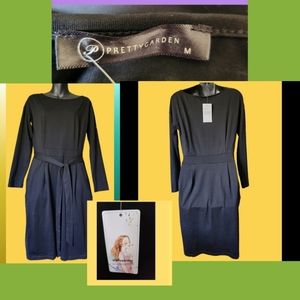 PRETTY GARDEN BLACK BELTED SHEALTH DRESS BNWT SIZE M